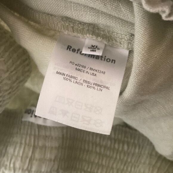 Reformation 100% Linen High rise Nashville shorts Light Green Size XL - Picture 5 of 7
